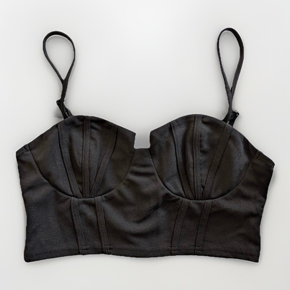 Shein Bustier Cami Top Black Women's Sz Large L Polyester Blend - Picture 1 of 12